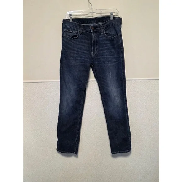 Calvin Klein Slim Fit Jeans Dark Wash Denim Modern Casual Mens Size - Picture 1 of 10